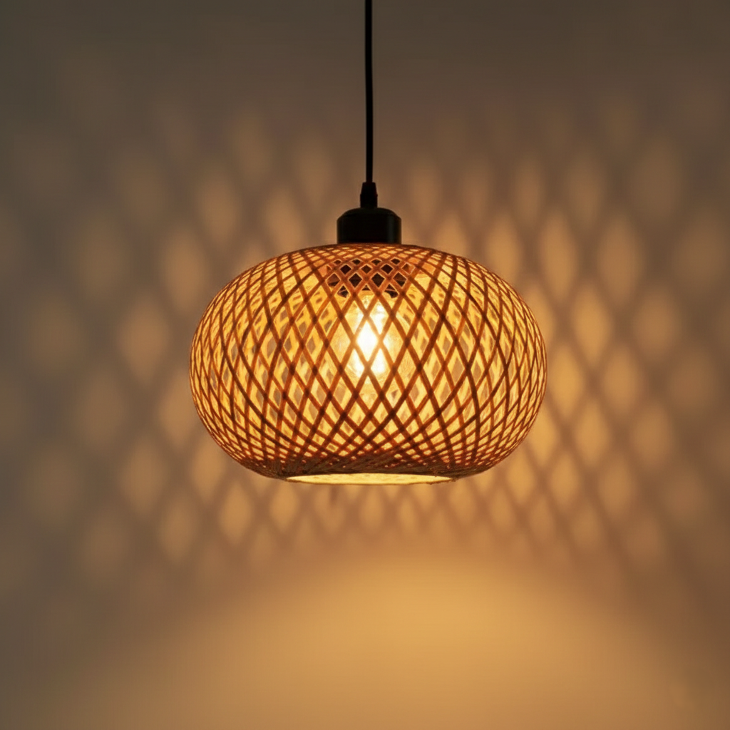 Wooden Bamboo Lampshade for Pendant Lamp Ceiling Lamp E27 Japanese Style Ceiling Lights for Kitchen, Bedroom, Hallway