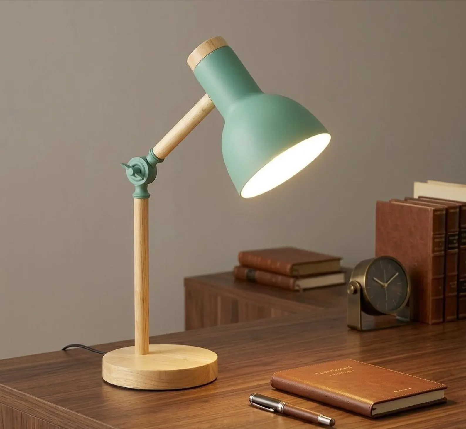 Nordic Wooden Plug-In Table Lamp | Adjustable LED Desk & Bedside Reading Light for Bedroom & Study