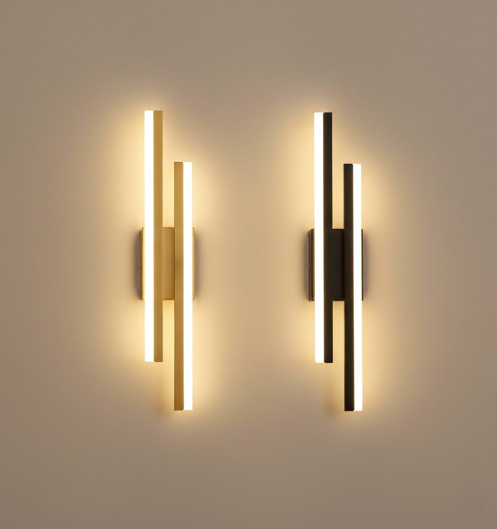 Modern LED Metal Wall Sconce | Gold & Black Up & Down Acrylic Light | Dimmable 3-Color Lamp