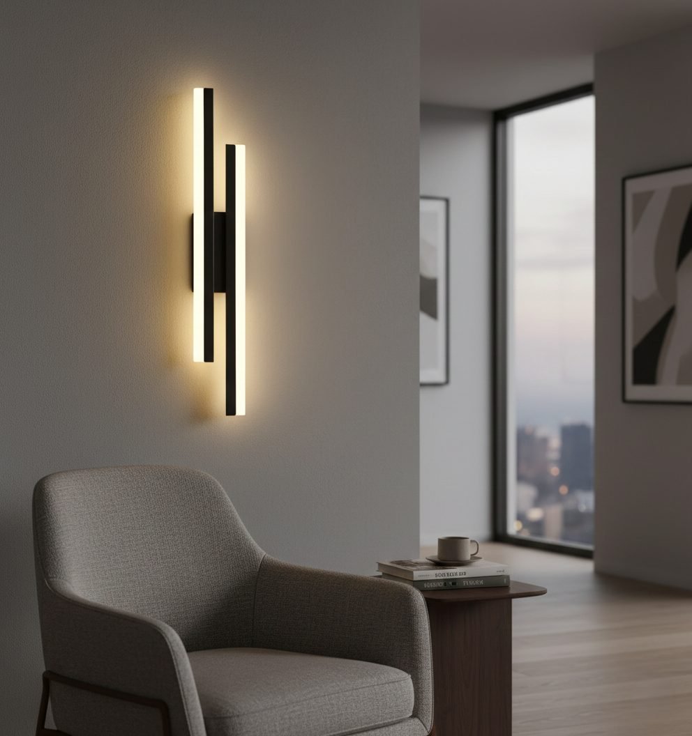 Modern LED Metal Wall Sconce | Gold & Black Up & Down Acrylic Light | Dimmable 3-Color Lamp