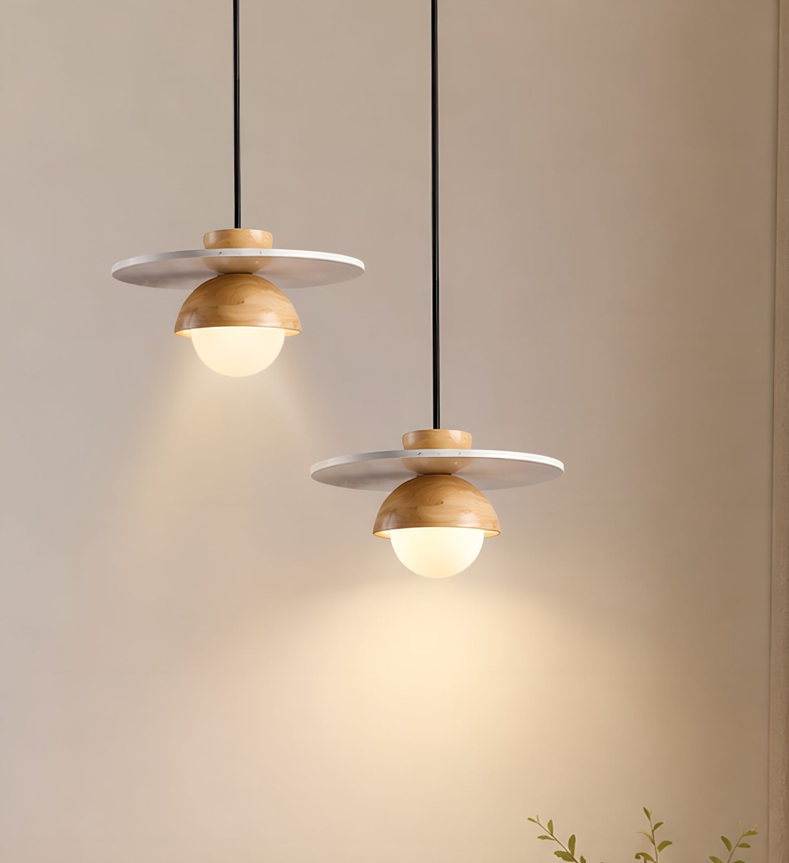 Modern Yellow Travertine & White Glass Pendant Light | Nordic LED Hanging Lamp for Bedroom & Dining
